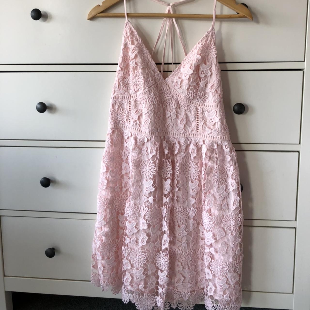 Hollister pink crochet dress -mini... - Depop