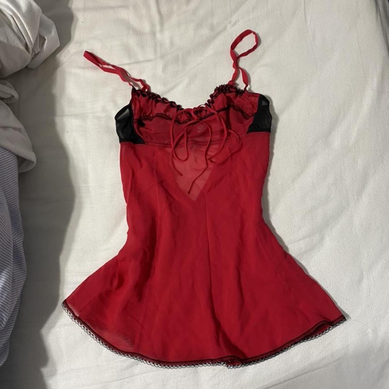 red and black victoria’s secret milkmaid slip... - Depop