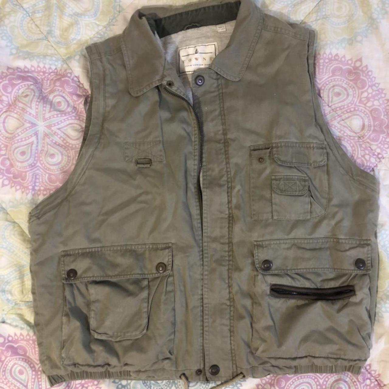 London Fog Men's Green and Grey Gilet Depop