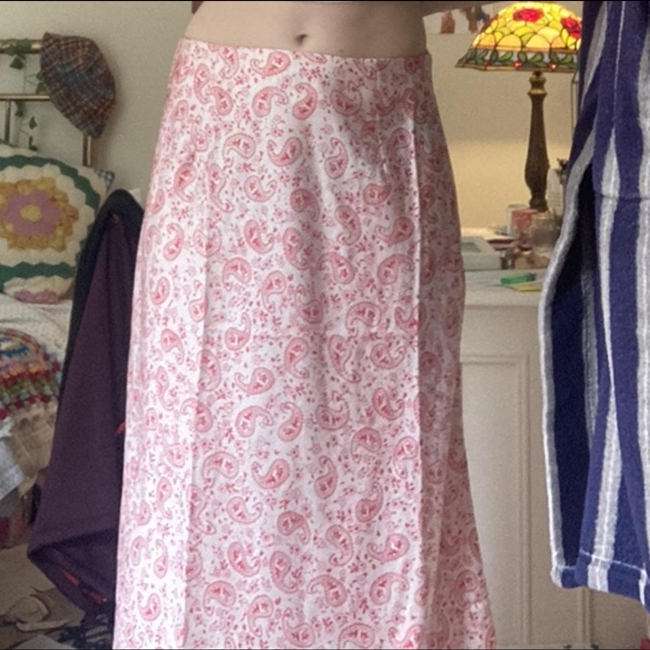 pink paisley midi skirt REDUCED PRICE low waisted no... - Depop