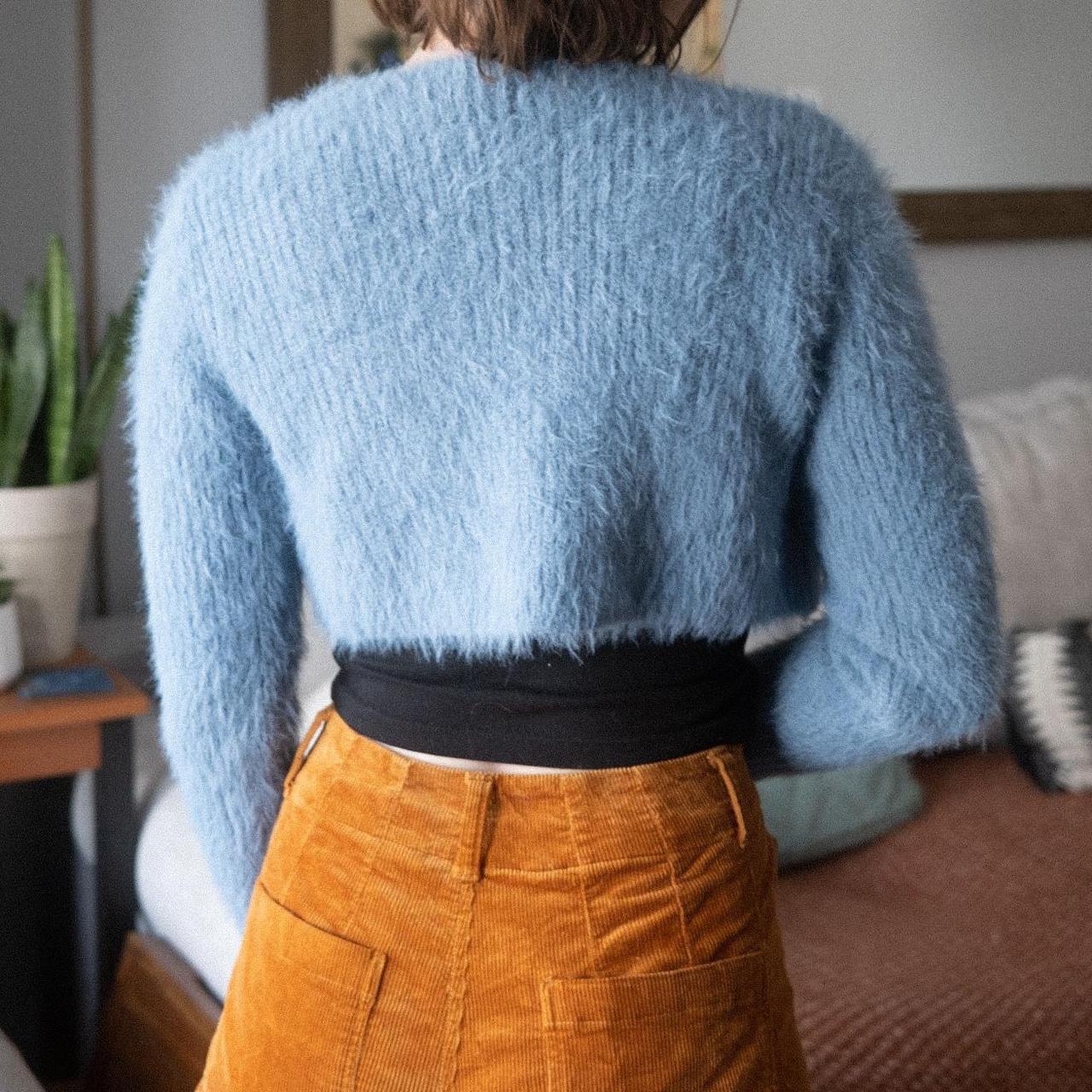 Zara baby blue fuzzy cardigan Depop