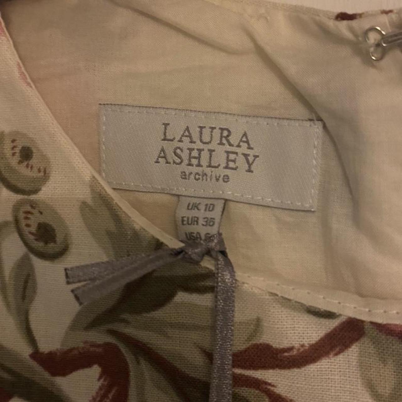 Laura Ashley Women's Cream and Pink Dress | Depop