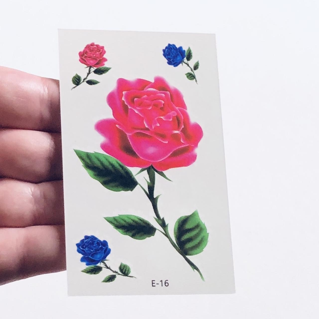 Pink & purple roses temporary tattoos/ rose flowers... Depop