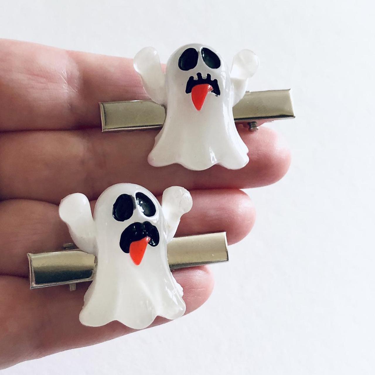 White spooky ghosts hair clips set of 2, Halloween... - Depop