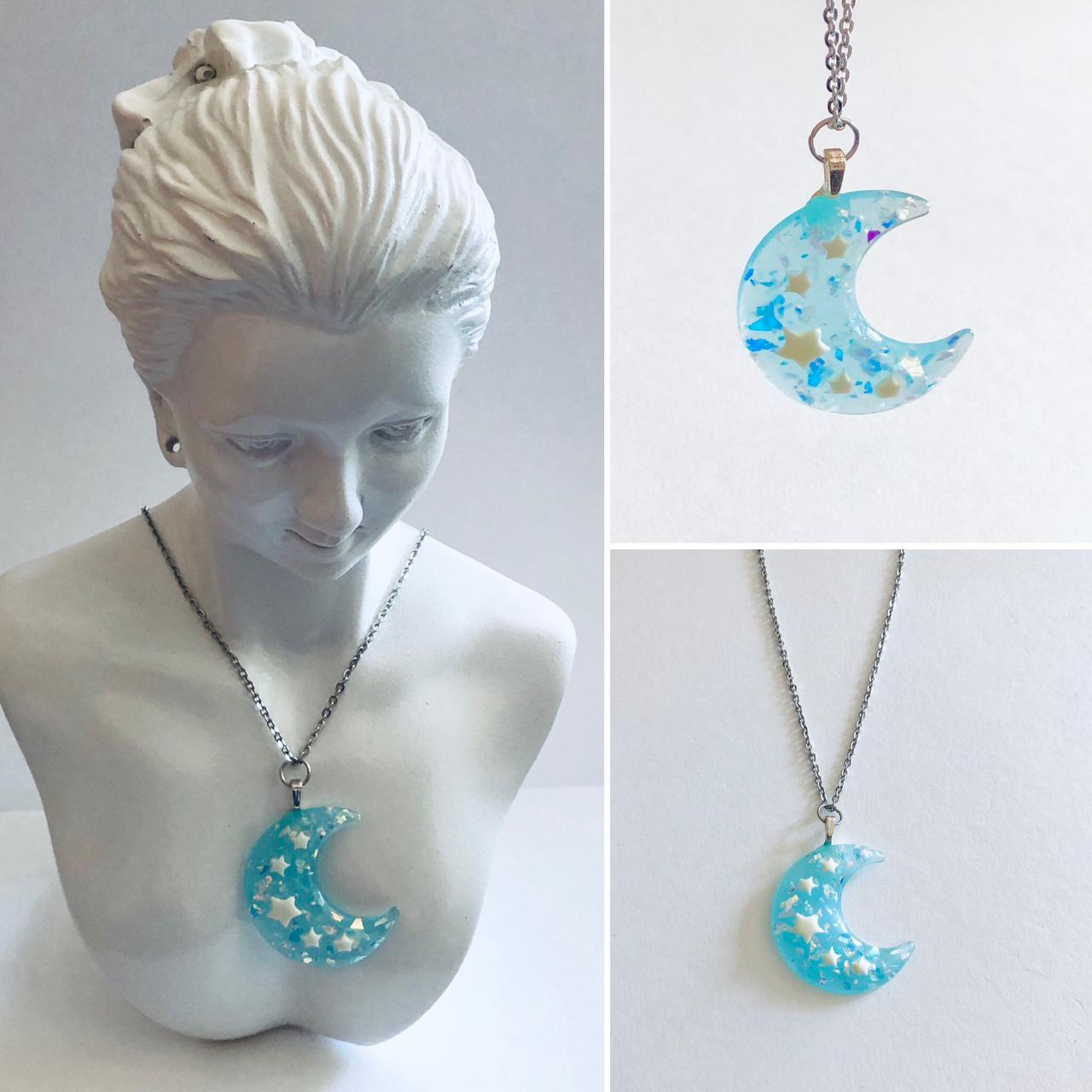 Product Image 2 - Sparkle blue crescent moon necklace,
