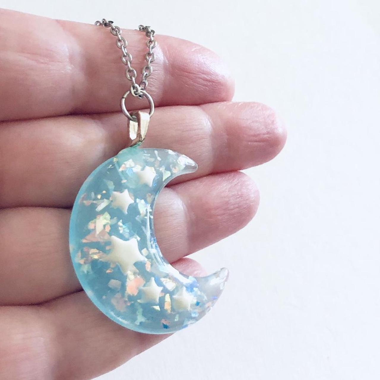 Product Image 3 - Sparkle blue crescent moon necklace,