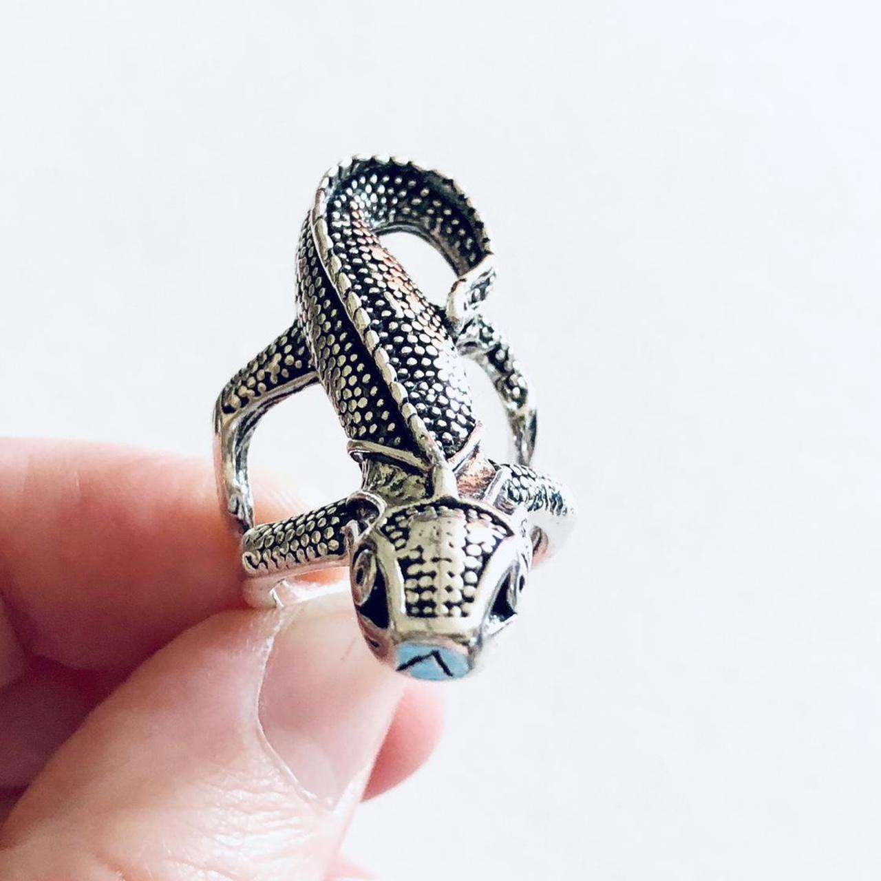 Silver lizard ring, reptile gecko ring *No offers... - Depop