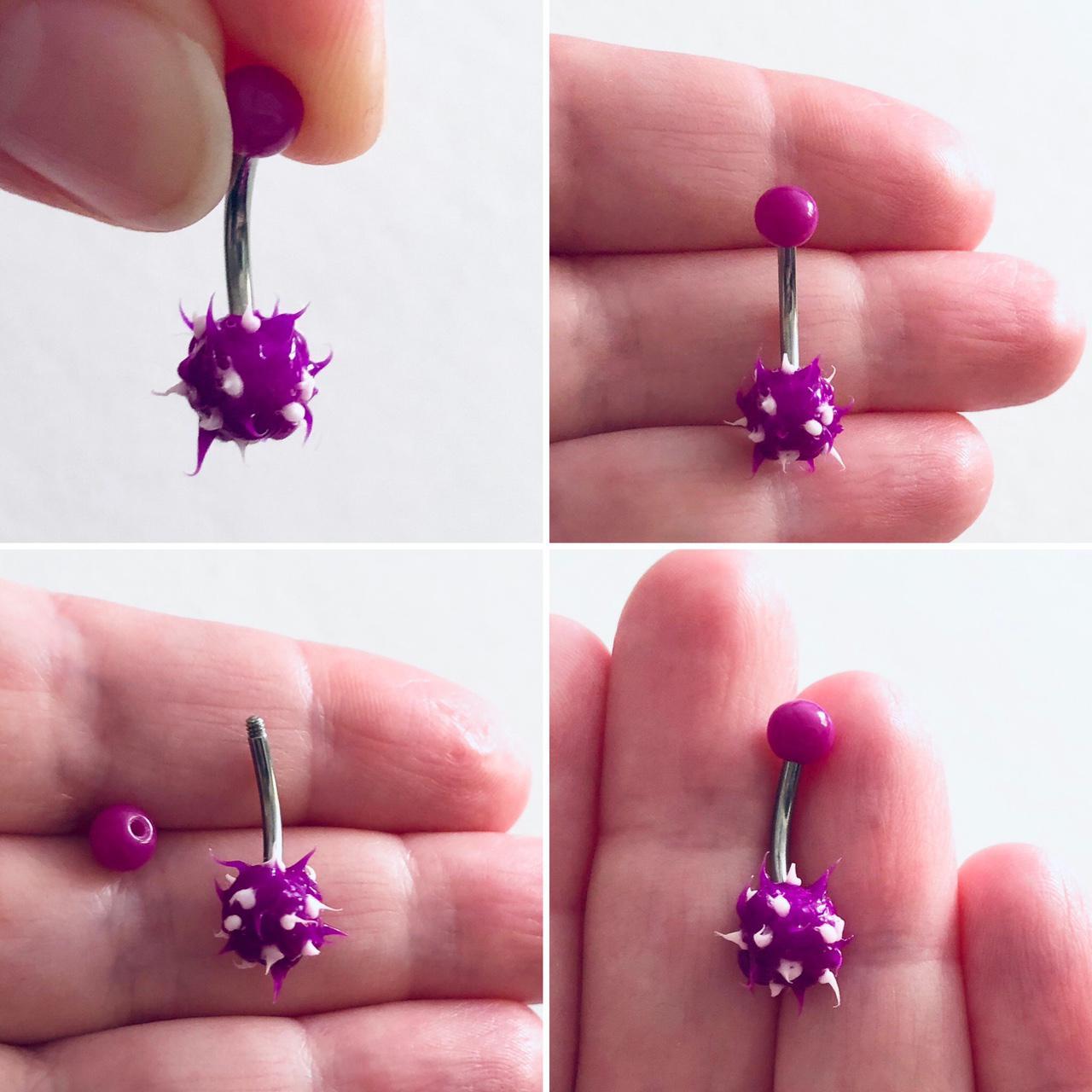 Belly Button Ring Navel Piercing with Spike Silicone Ball 