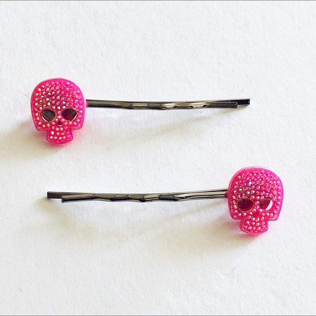 Product Image 3 - Glitter pink skulls bobby pins,