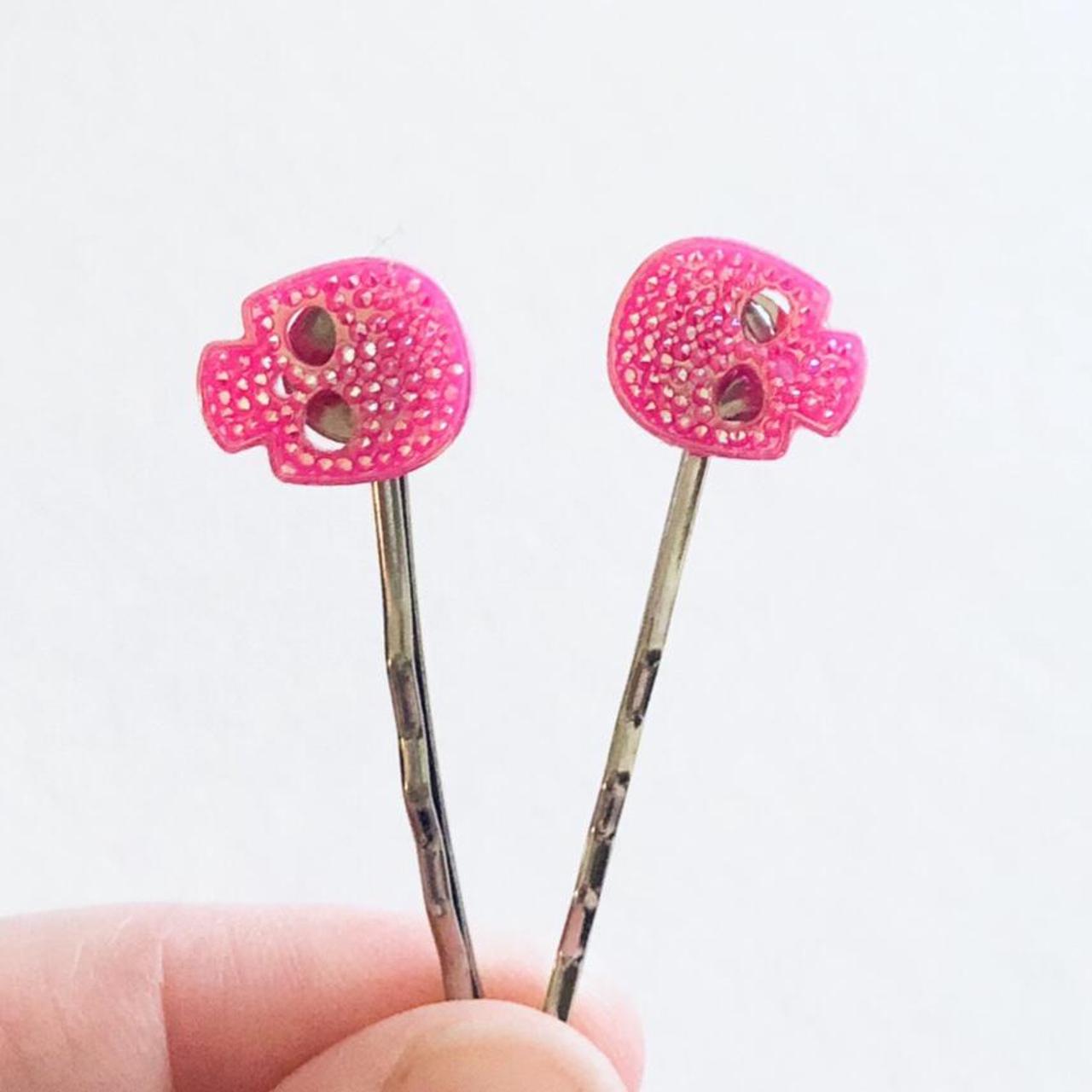 Product Image 2 - Glitter pink skulls bobby pins,
