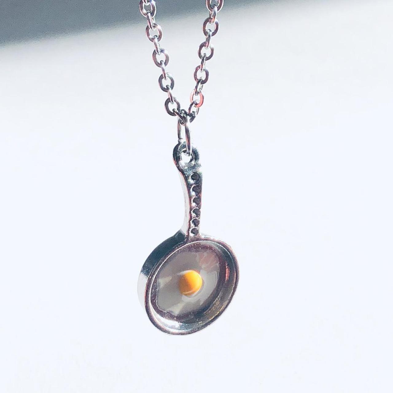 Product Image 1 - Silver frying pan egg necklace,