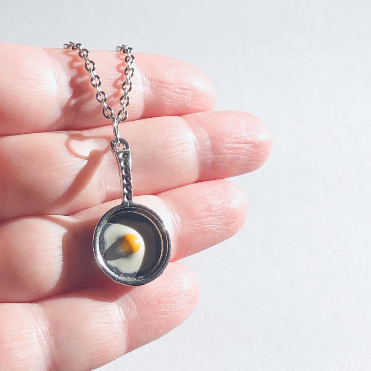 Product Image 3 - Silver frying pan egg necklace,