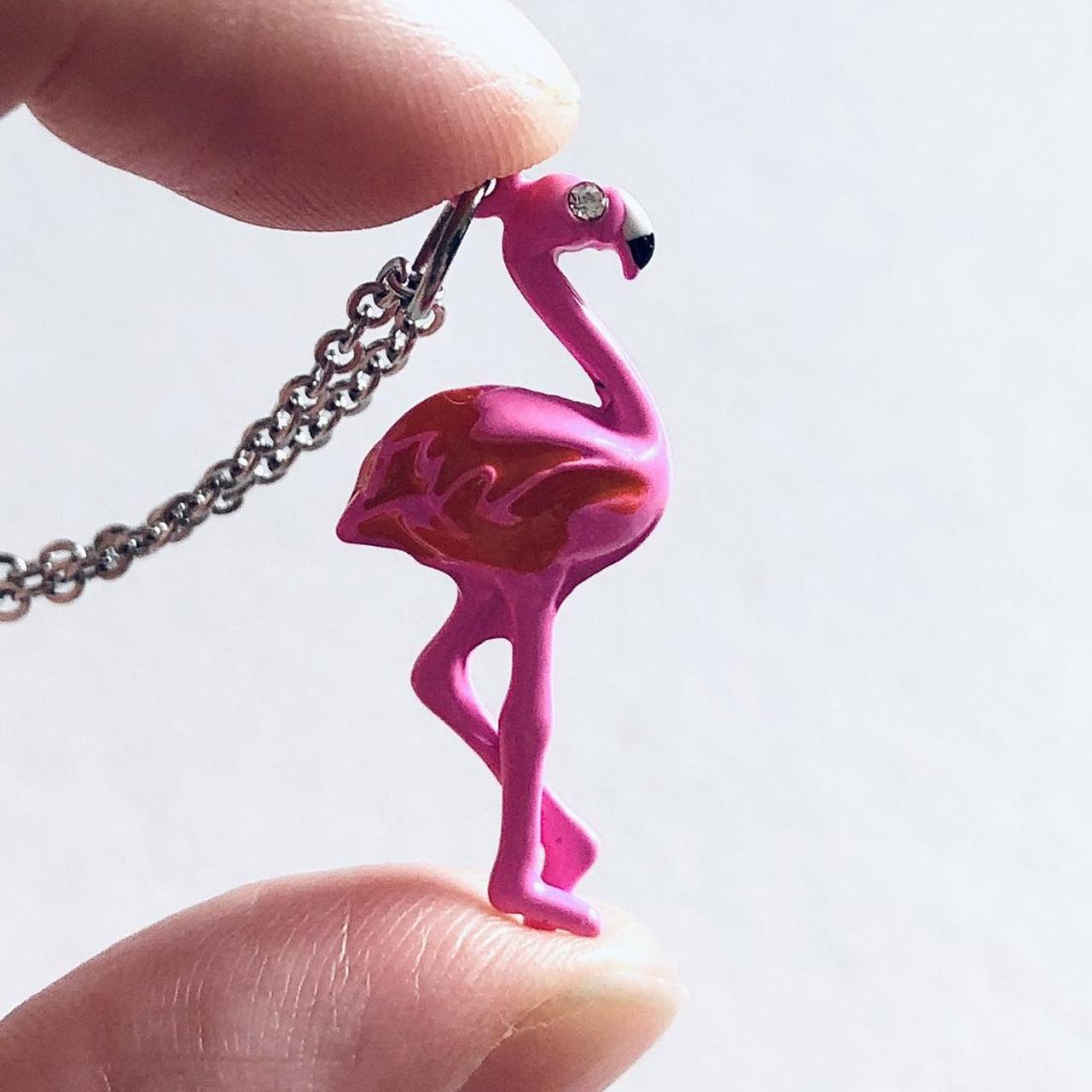 Diamond flamingo fashion necklace