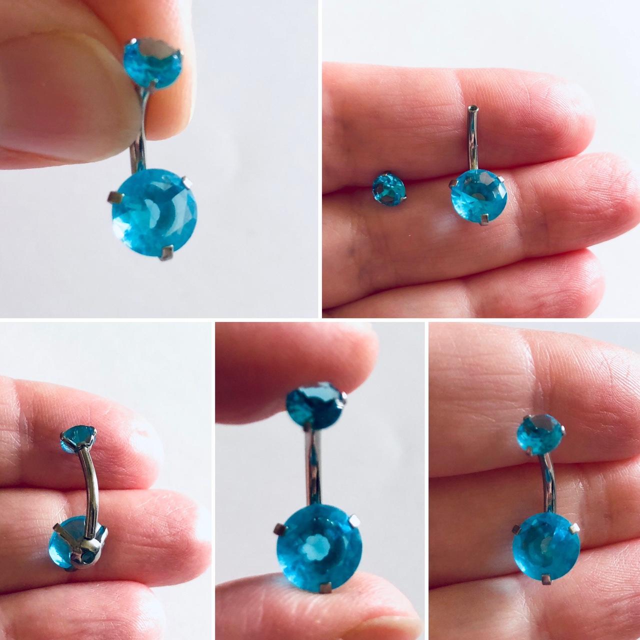 Product Image 4 - Blue rhinestone belly button ring,