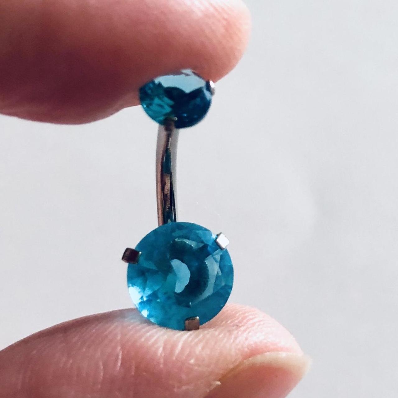 Product Image 2 - Blue rhinestone belly button ring,