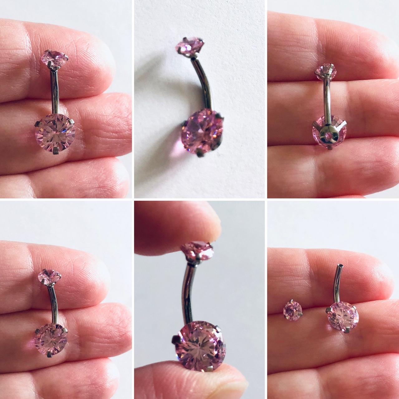 Product Image 4 - Pink rhinestone belly button ring,