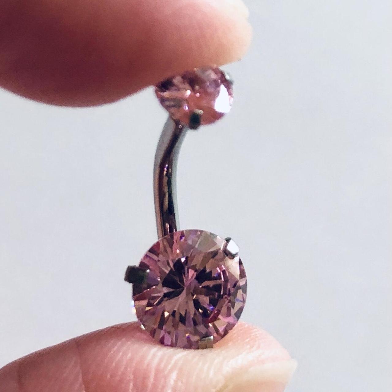 Product Image 1 - Pink rhinestone belly button ring,