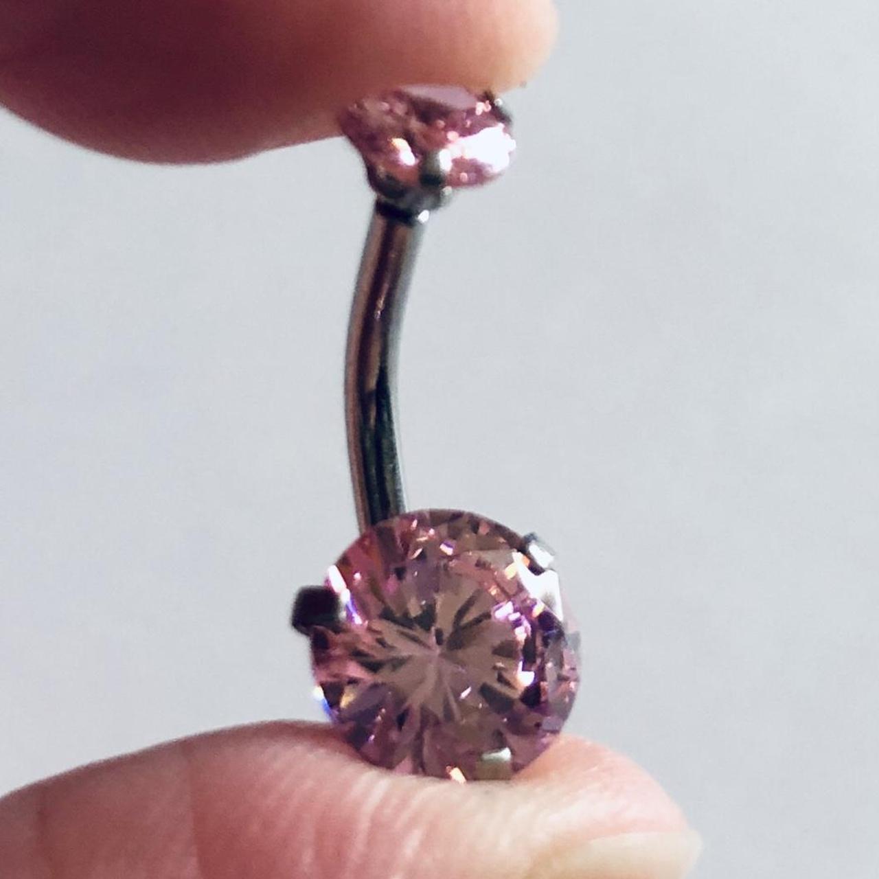 Product Image 3 - Pink rhinestone belly button ring,