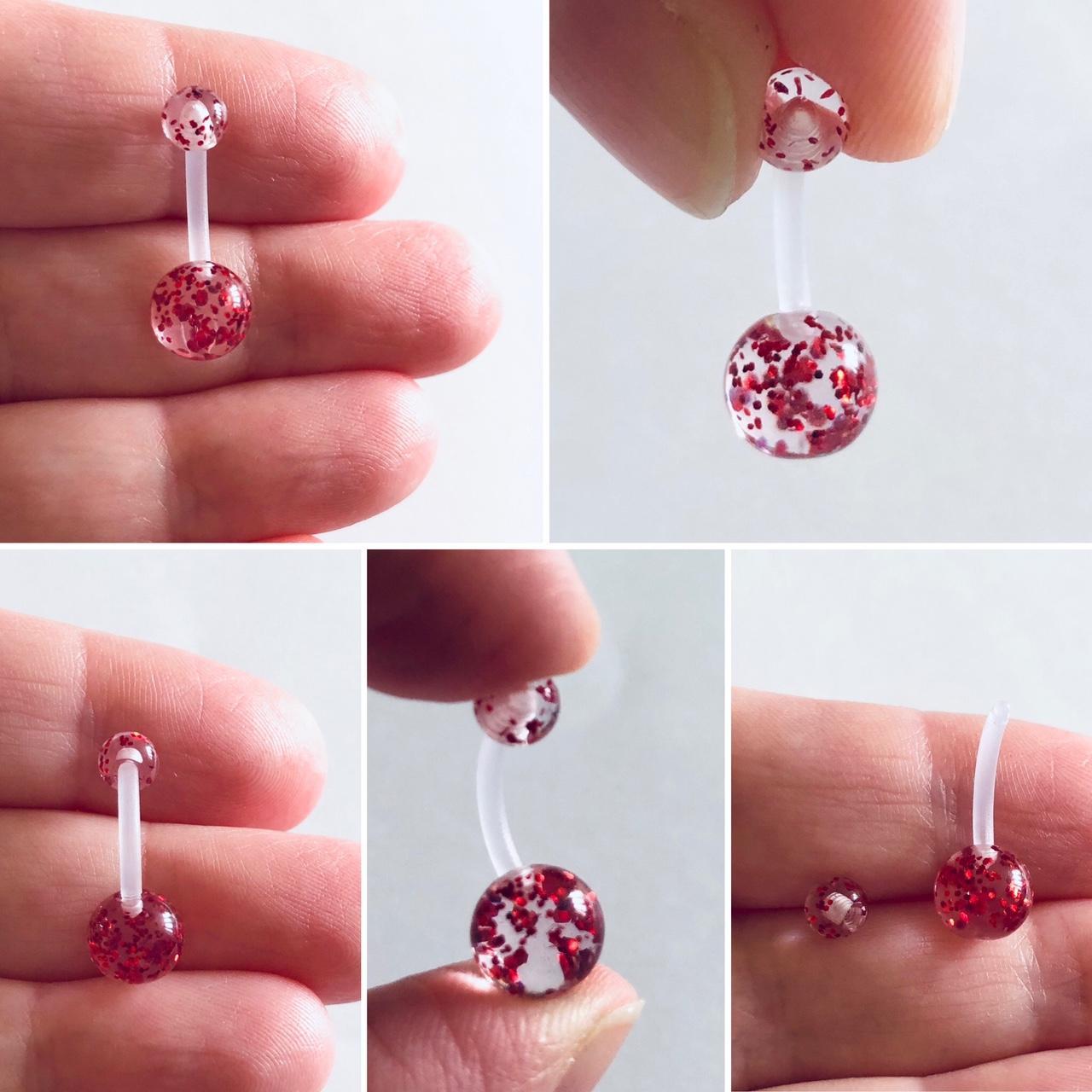 Product Image 4 - Red glitter belly button ring,