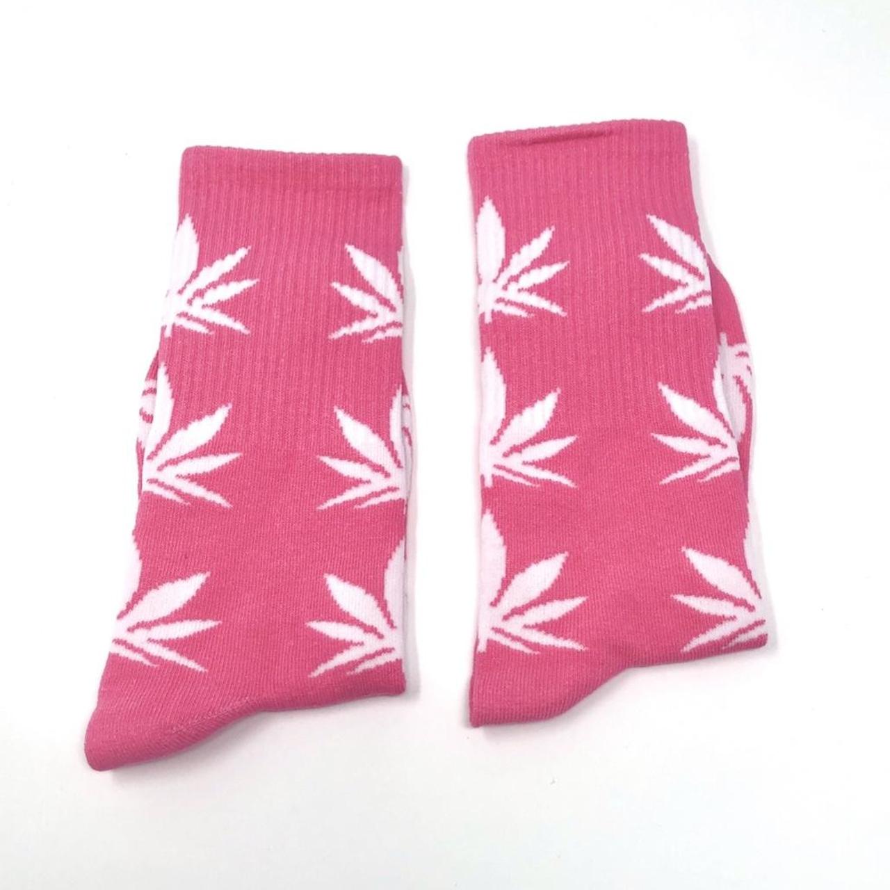 Pink weed socks, herbal remedy leaf socks, with - Depop