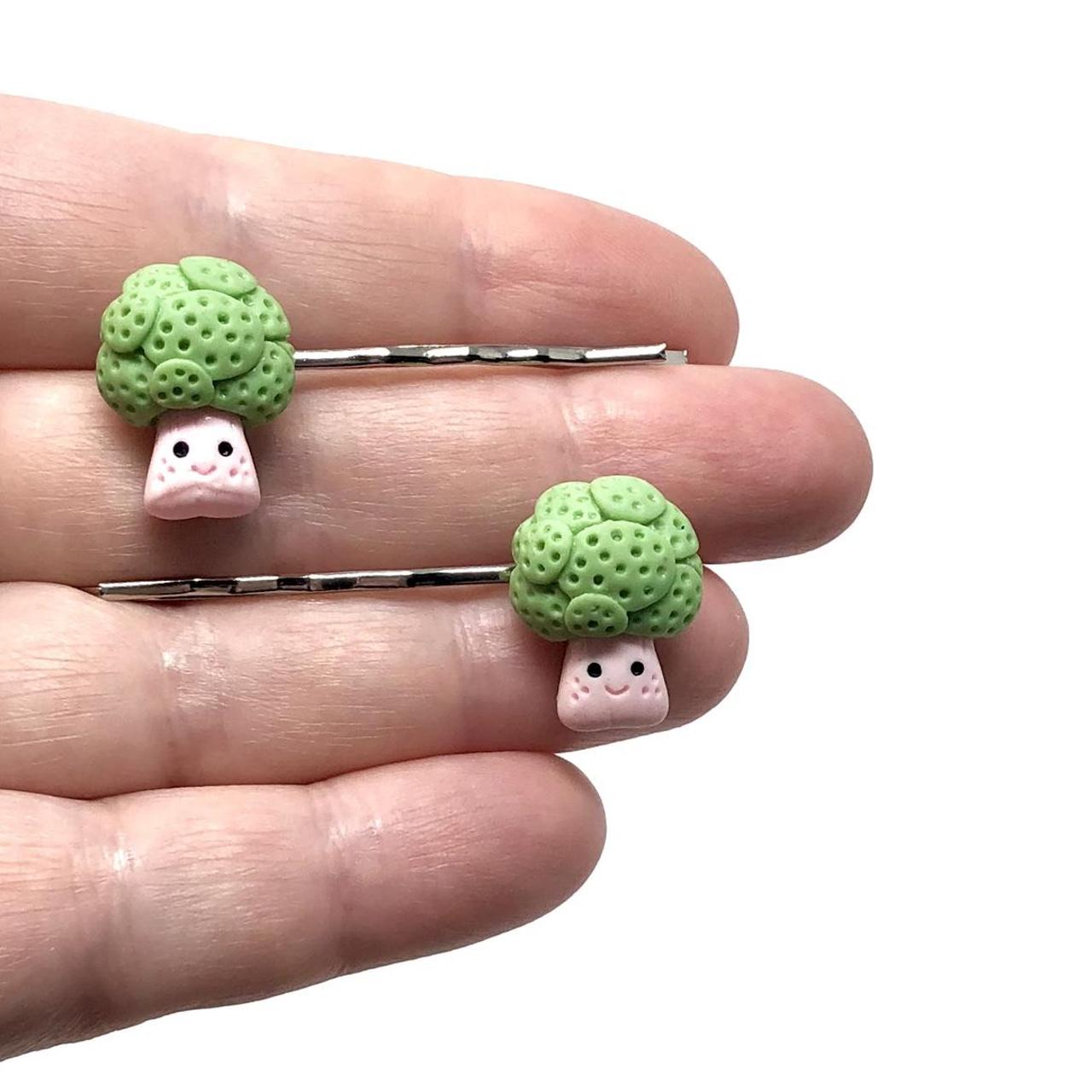 Kawaii broccoli bobby pins, broccoli hair clips,... Depop
