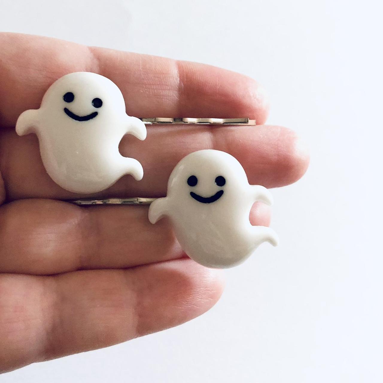 White ghost hair clips, ghosts ghoul bobby pins... - Depop