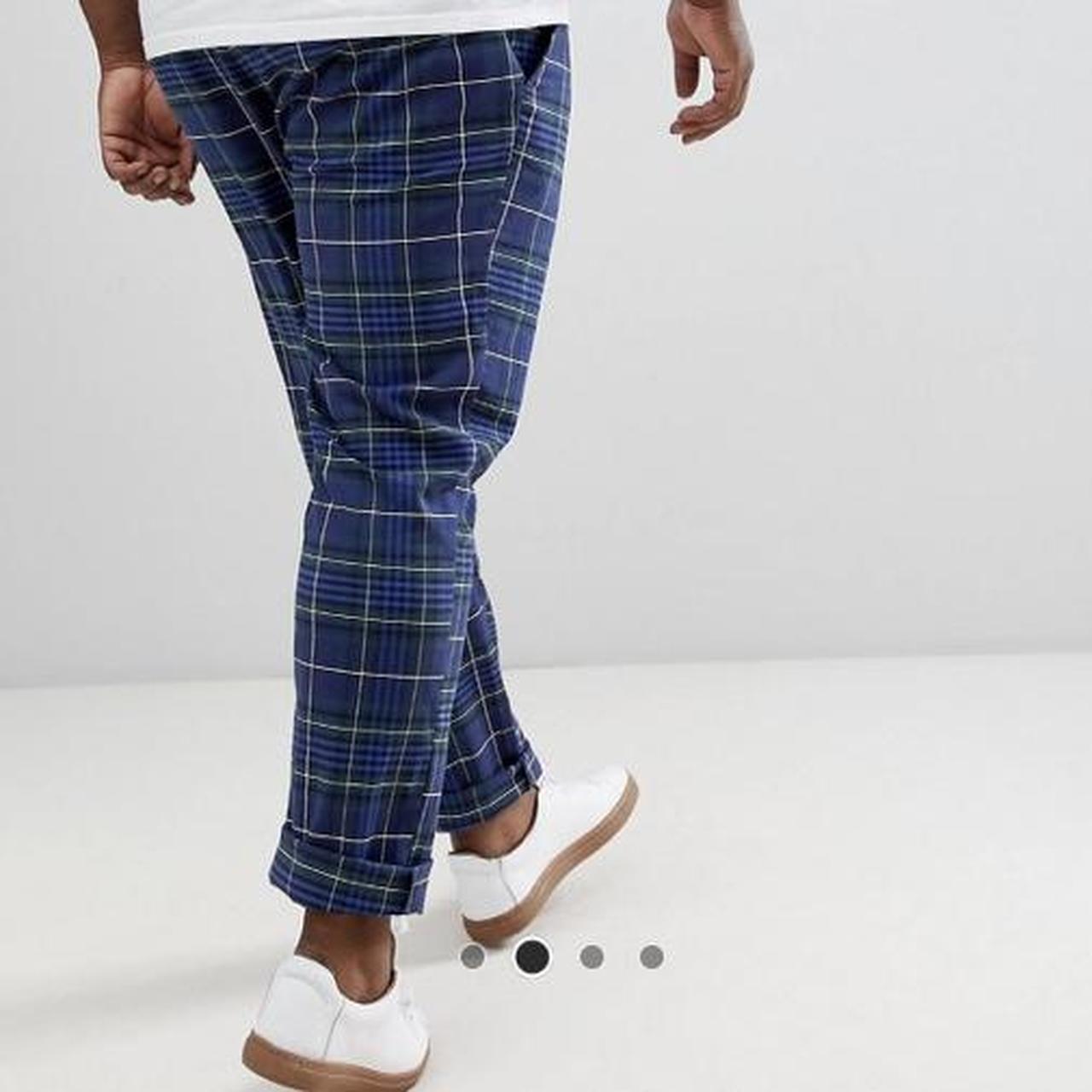 ASOS Plus Men's Navy and Green Trousers (3)