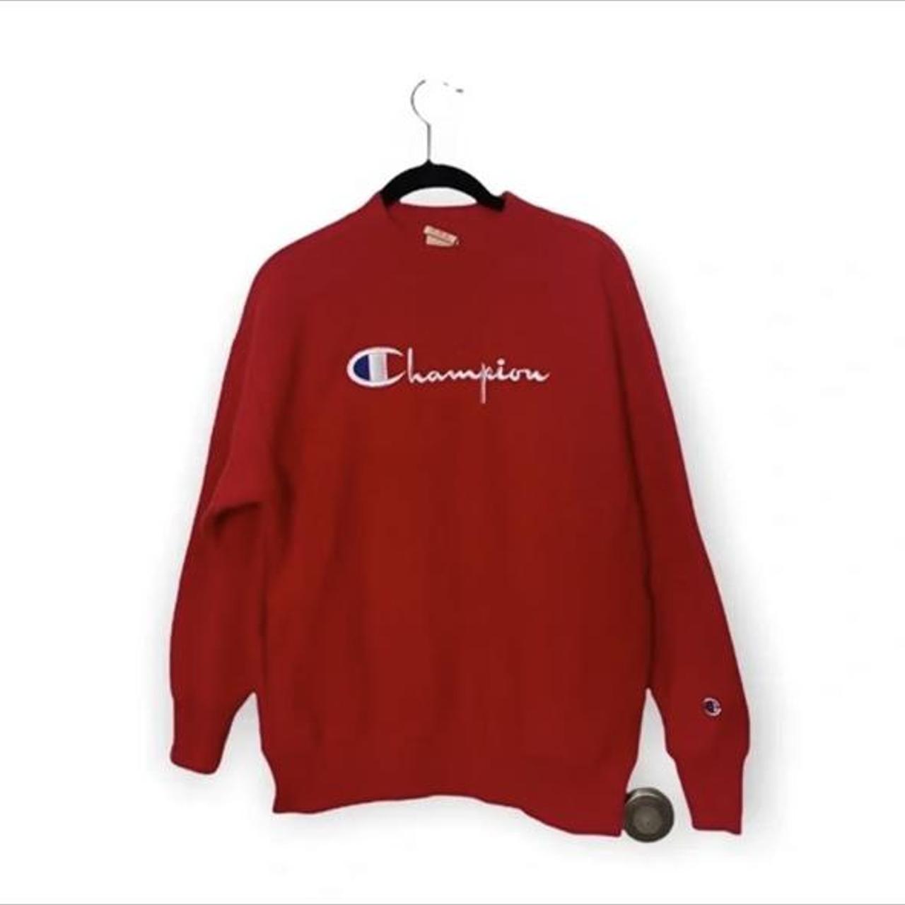 Champion reverse weave warm up sweatshirt with logo... - Depop