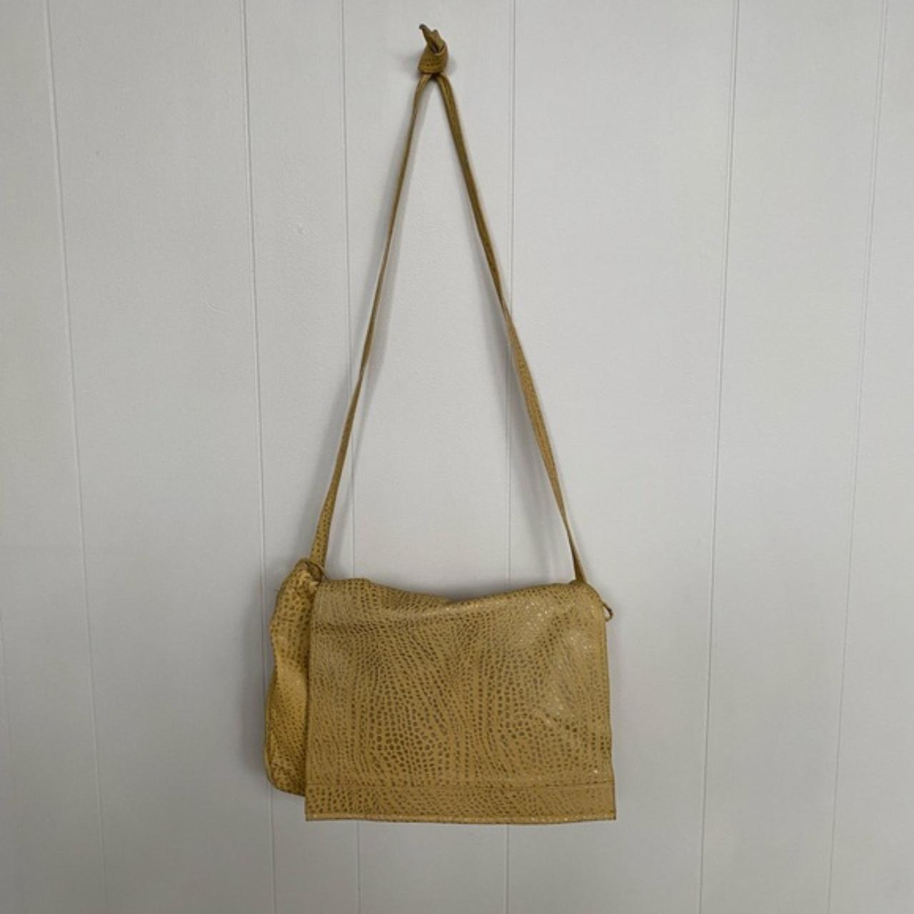 Barbara Bolan leather yellow crossbody messenger bag... - Depop