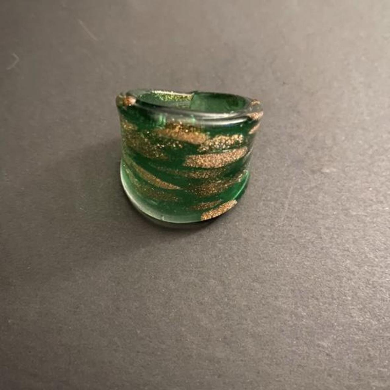 Venice hand blown glass ring Green and... Depop