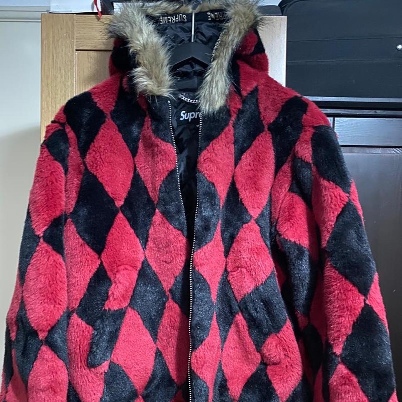 Supreme red 2024 fur coat