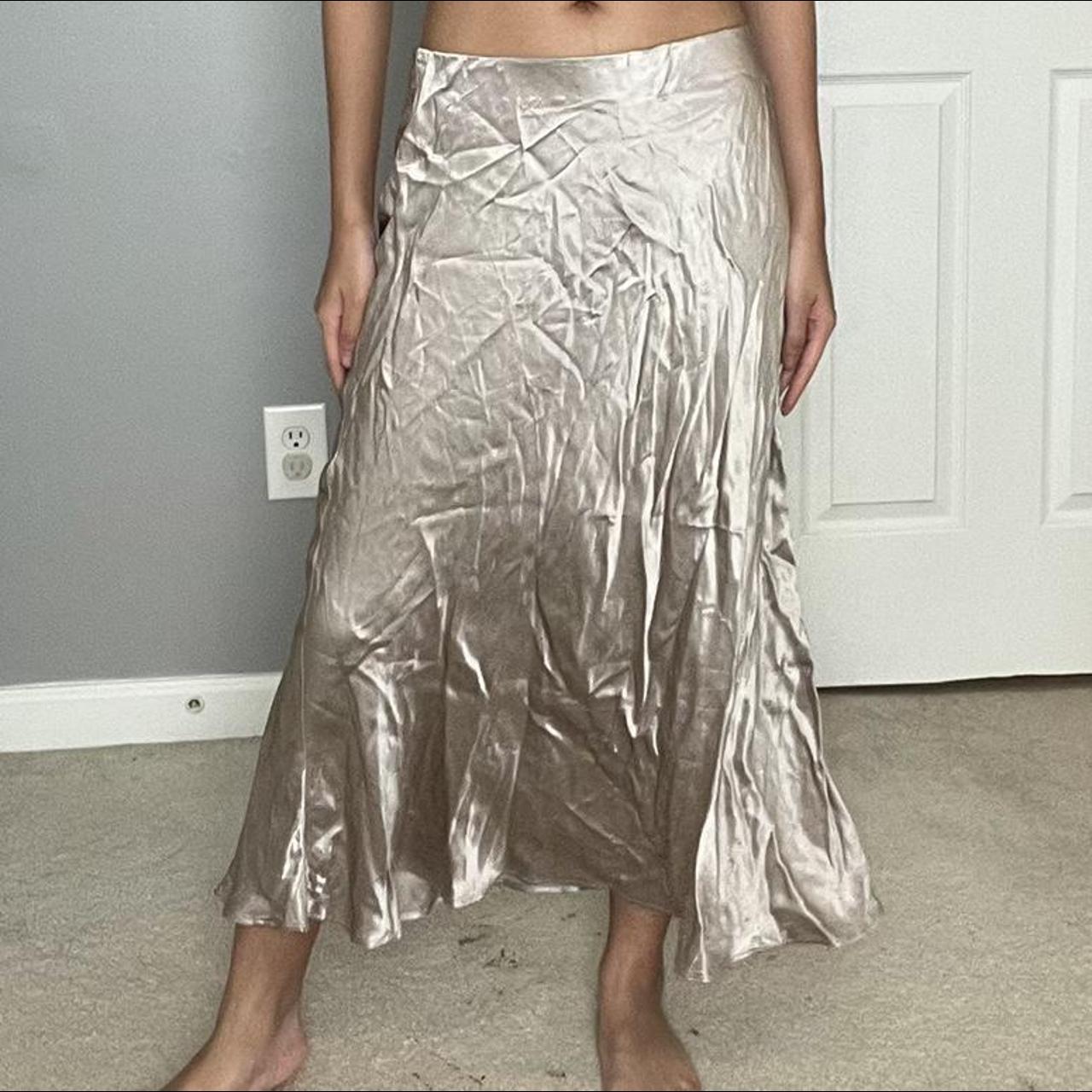 Gold maxi skirt by brand H&M. Size M in women’s.... Depop