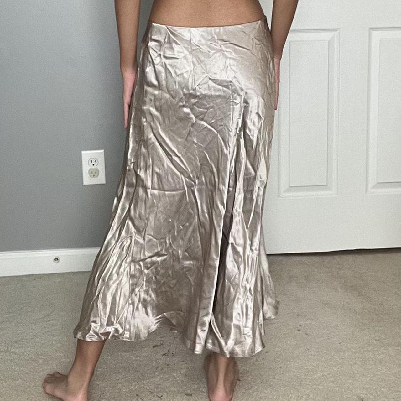 Gold maxi skirt by brand H&M. Size M in women’s.... - Depop
