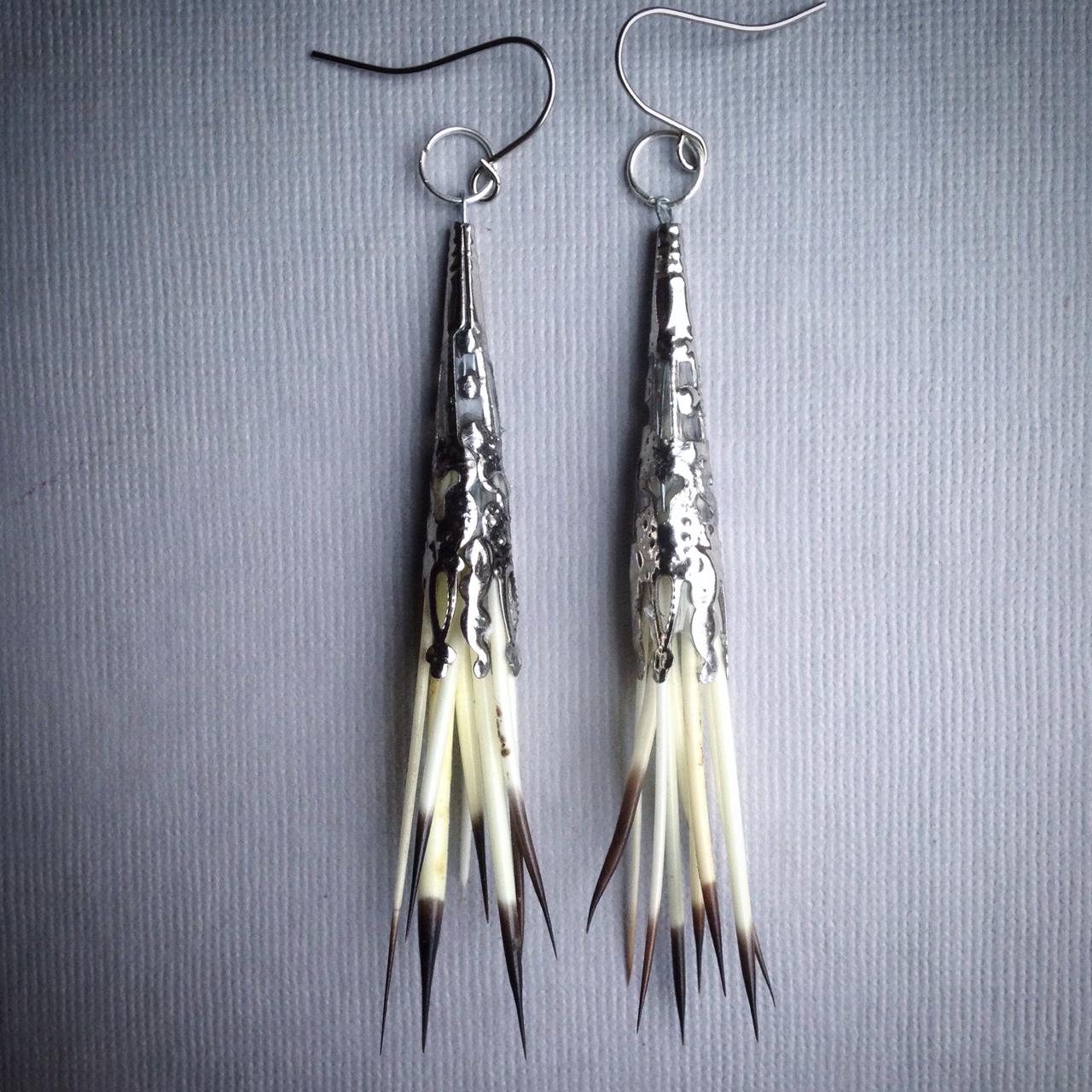 Real North American Porcupine Quill With Dragonfly Wings Earrings Sterling  Silver Cute and Lightweight Nickel Free 