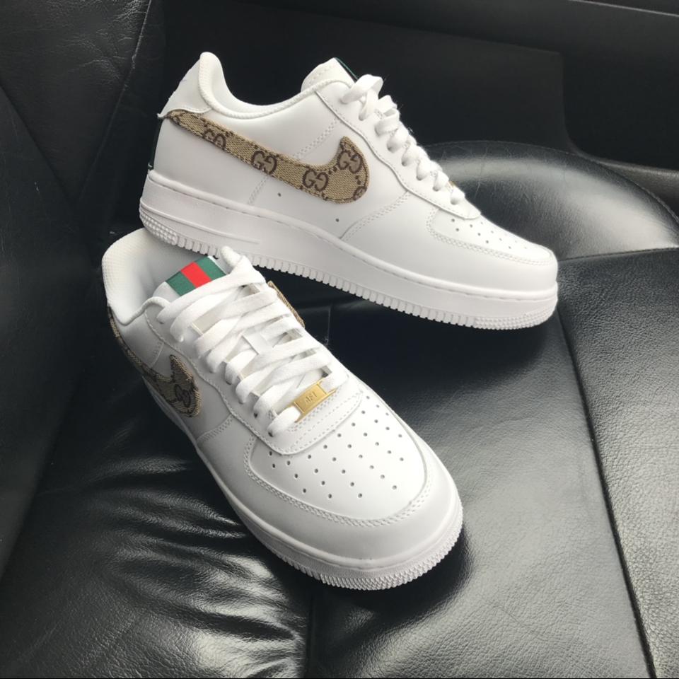 Black Monochrome Gucci Nike Air Force 1. Made to - Depop