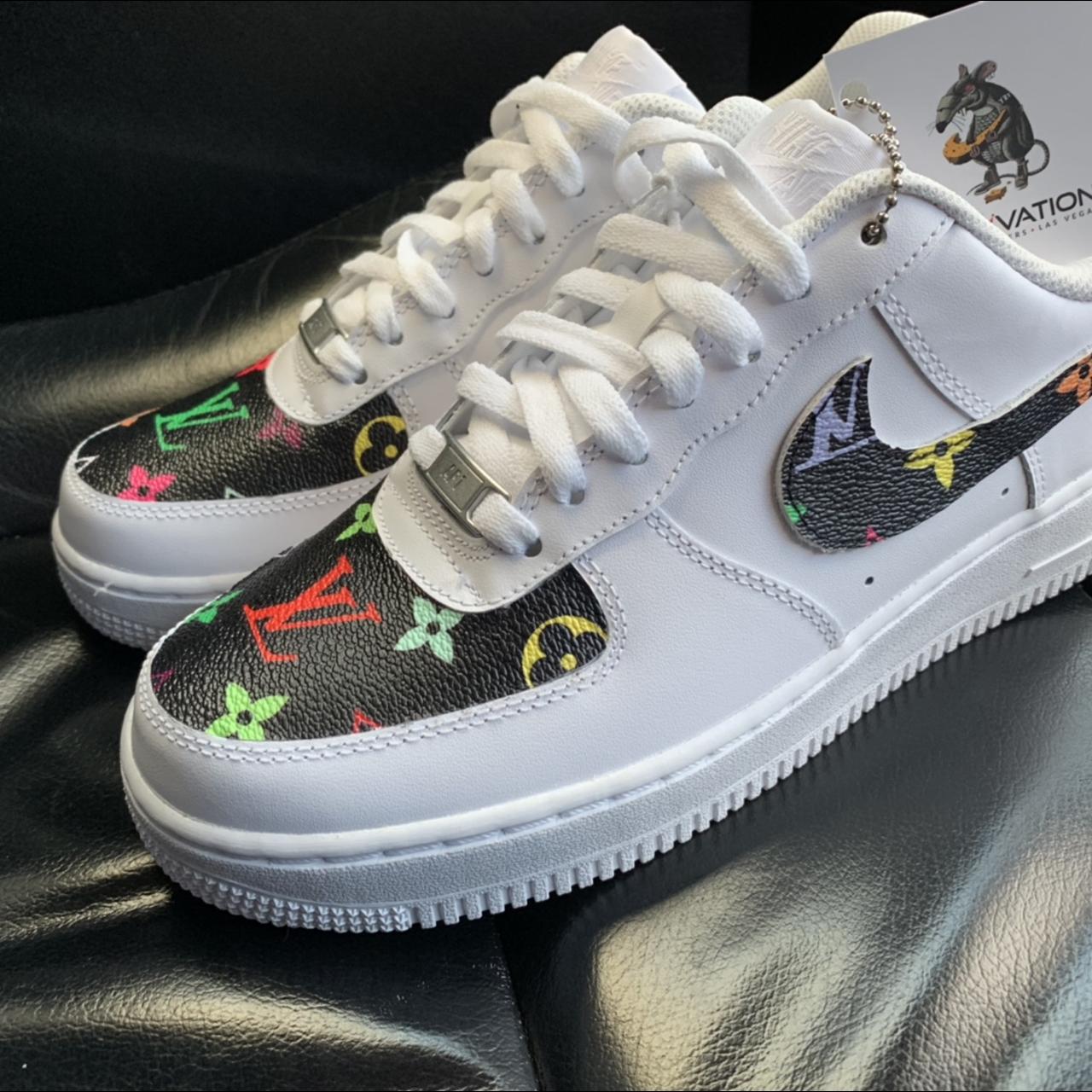 Nike Air Force 1 with Louis Vuitton fabric Size 9.5 - Depop