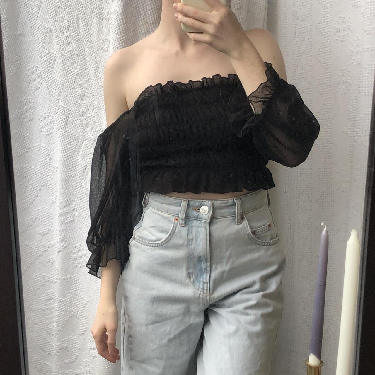 Urban outfitters black milkmaid crop top. Cottage... - Depop