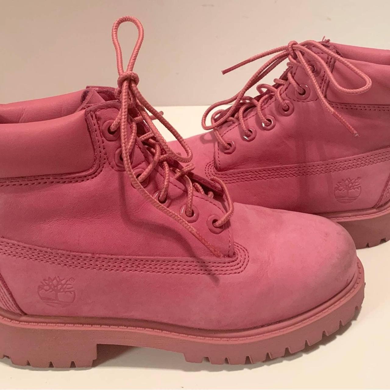 Bold bright PINK leather suede -rounded toe -aces up... - Depop