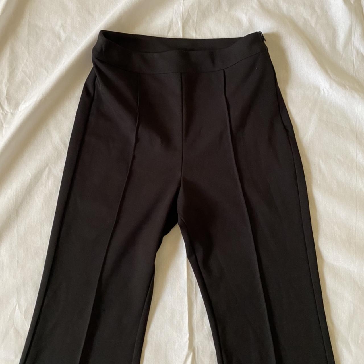 BLACK HIGH WAISTED FLARED PANTS thick nice material... - Depop