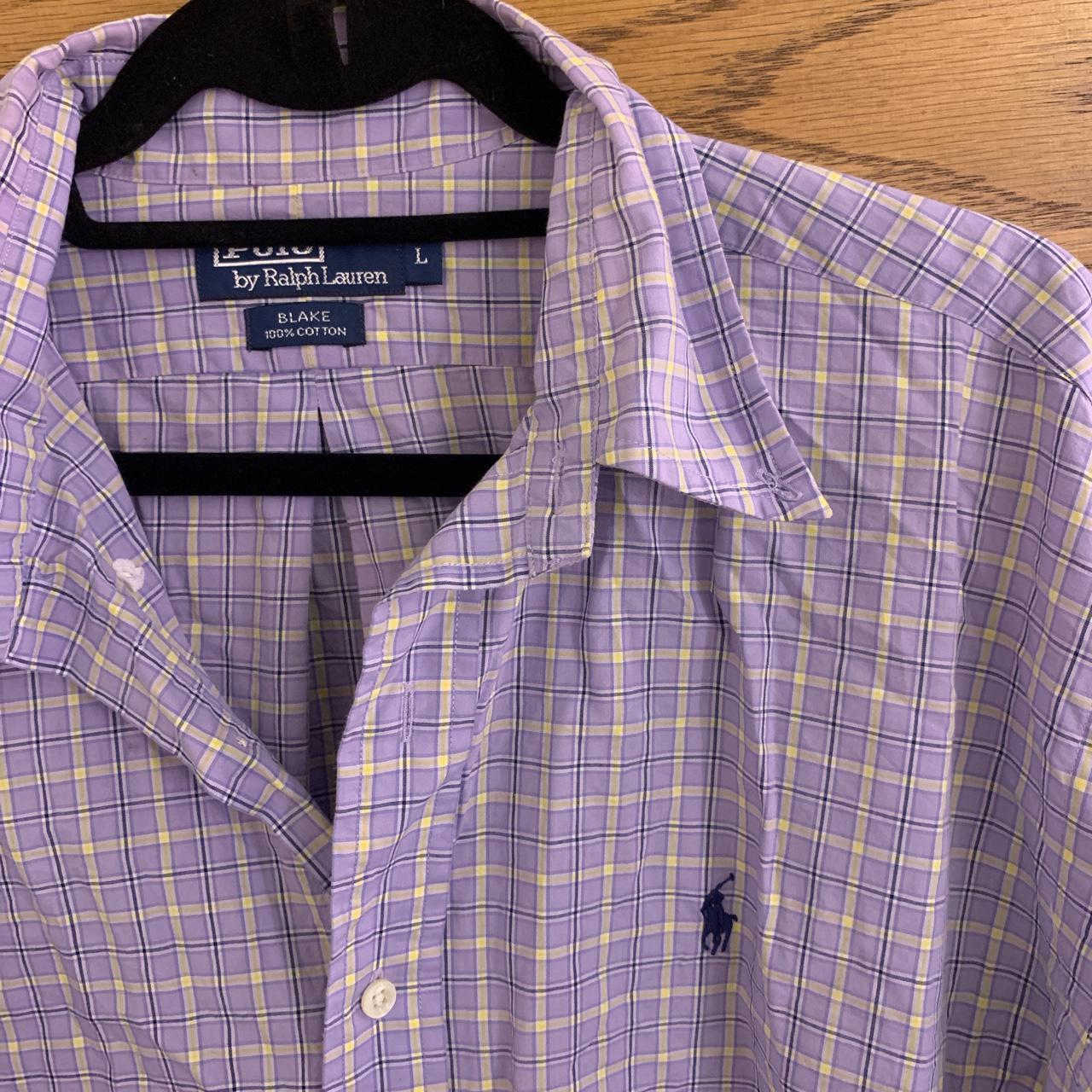 Ralph Lauren Men's Purple and Yellow Shirt | Depop