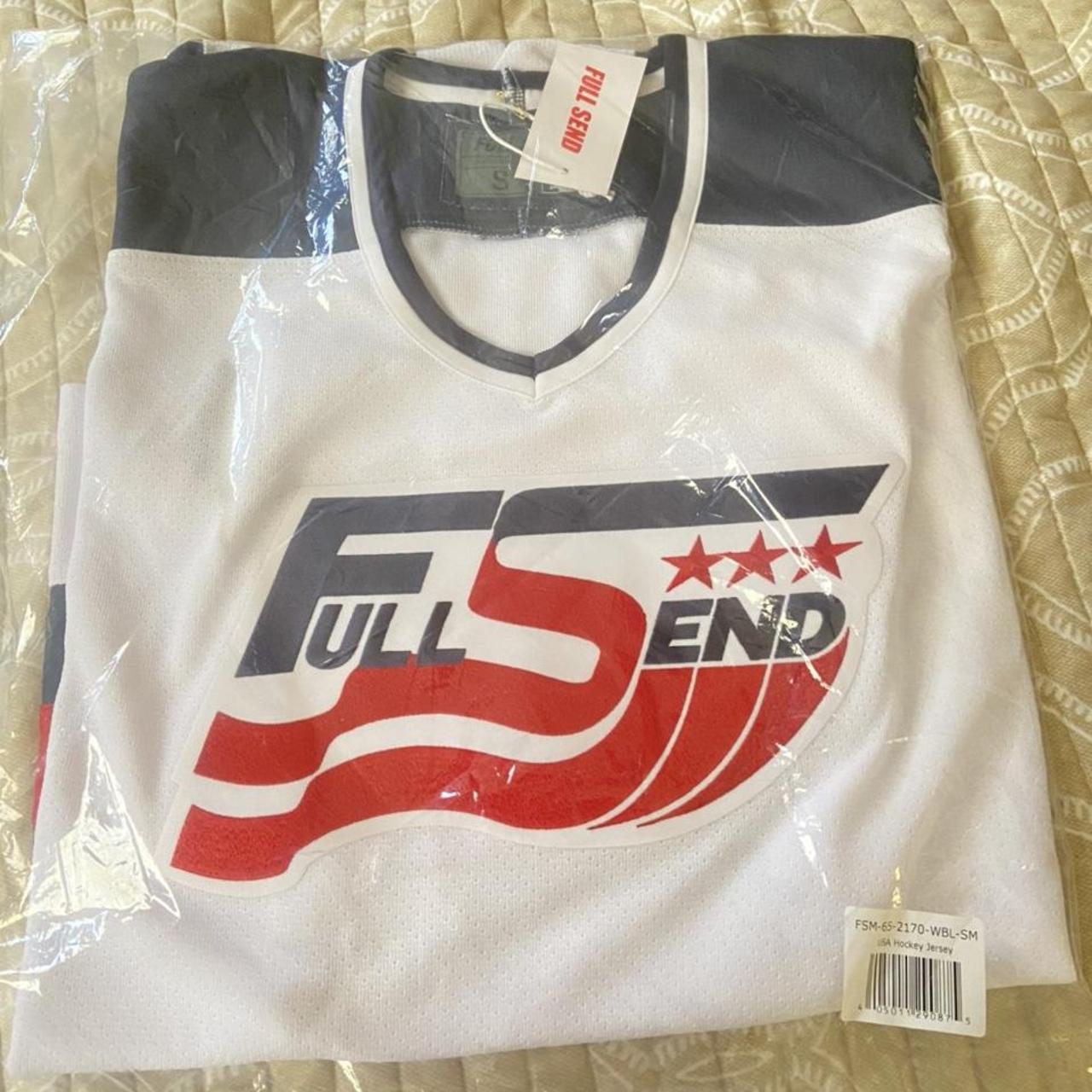 white and black Full Send Nelk Boys hockey jersey. - Depop