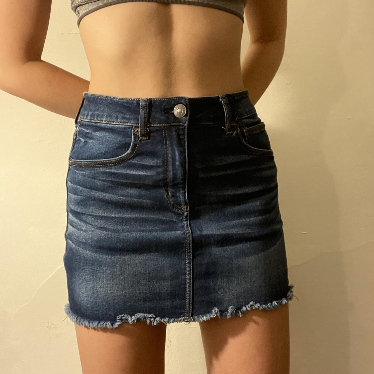 Distressed denim outlet skirt american eagle