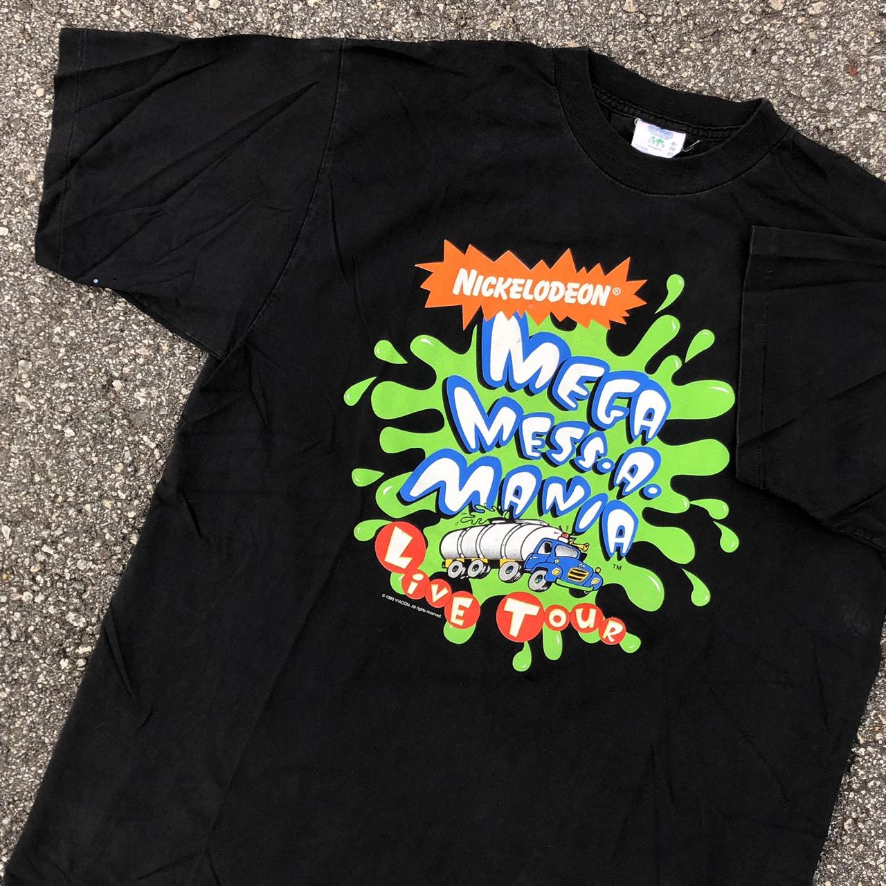 Vintage Nickelodeon T-Shirt Adult Small White Slime Mega Mess-A