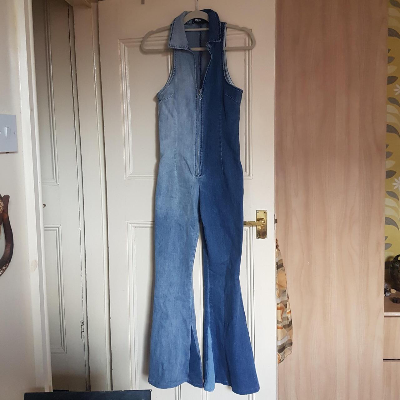 Jaded London split denim jumpsuit. Lowcut catsuit... Depop