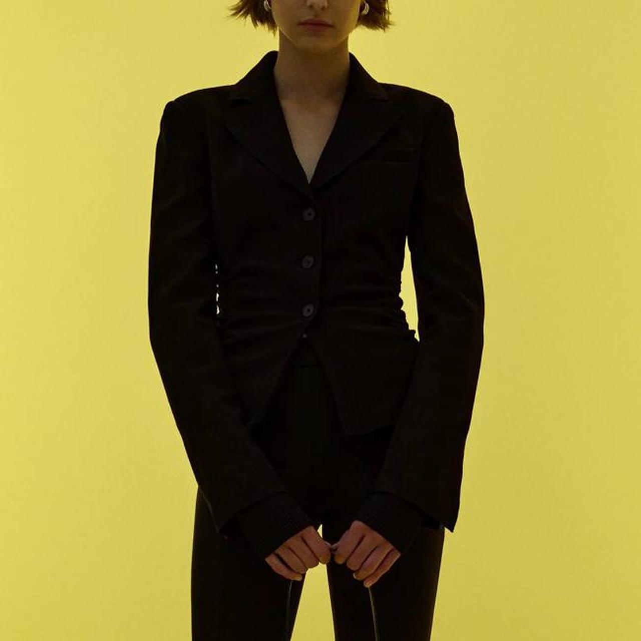 zara ruched sleeve blazer