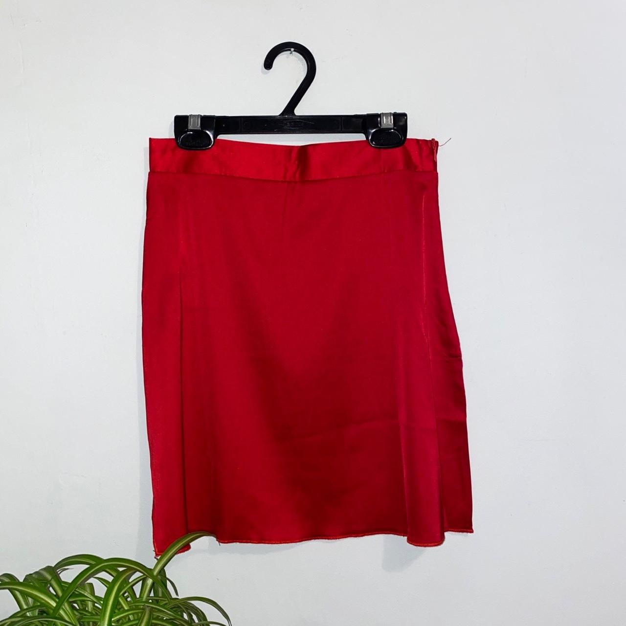 Red Satin Split Skirt Size XS Never worn! 📩 DM for... - Depop