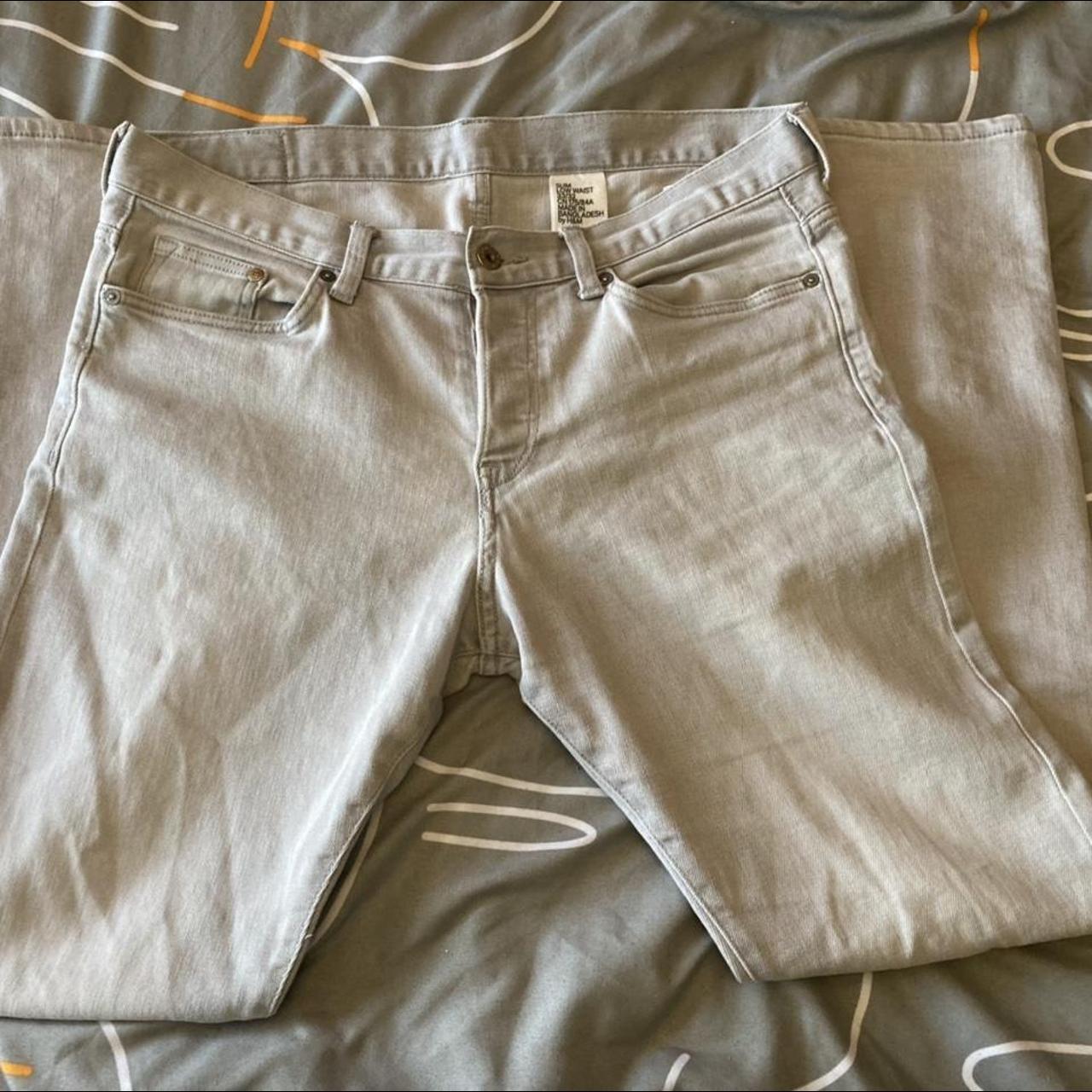 H&M Men's Grey and White Jeans | Depop