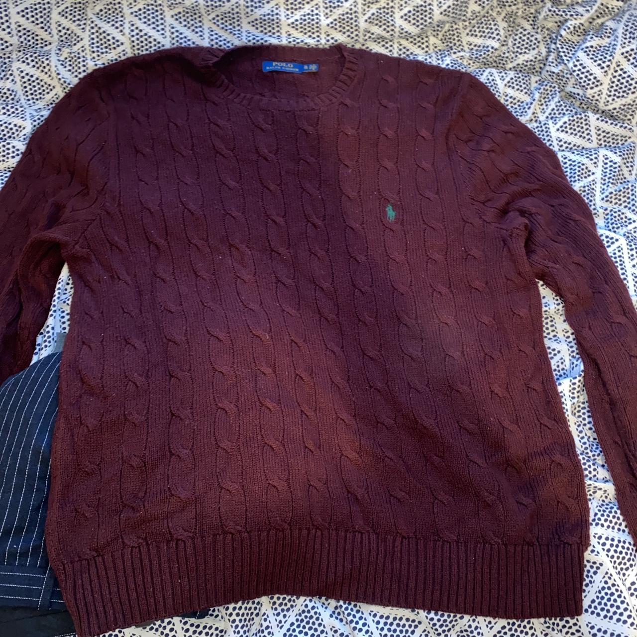 Burgundy Ralph Lauren knit jumper In perfect... - Depop
