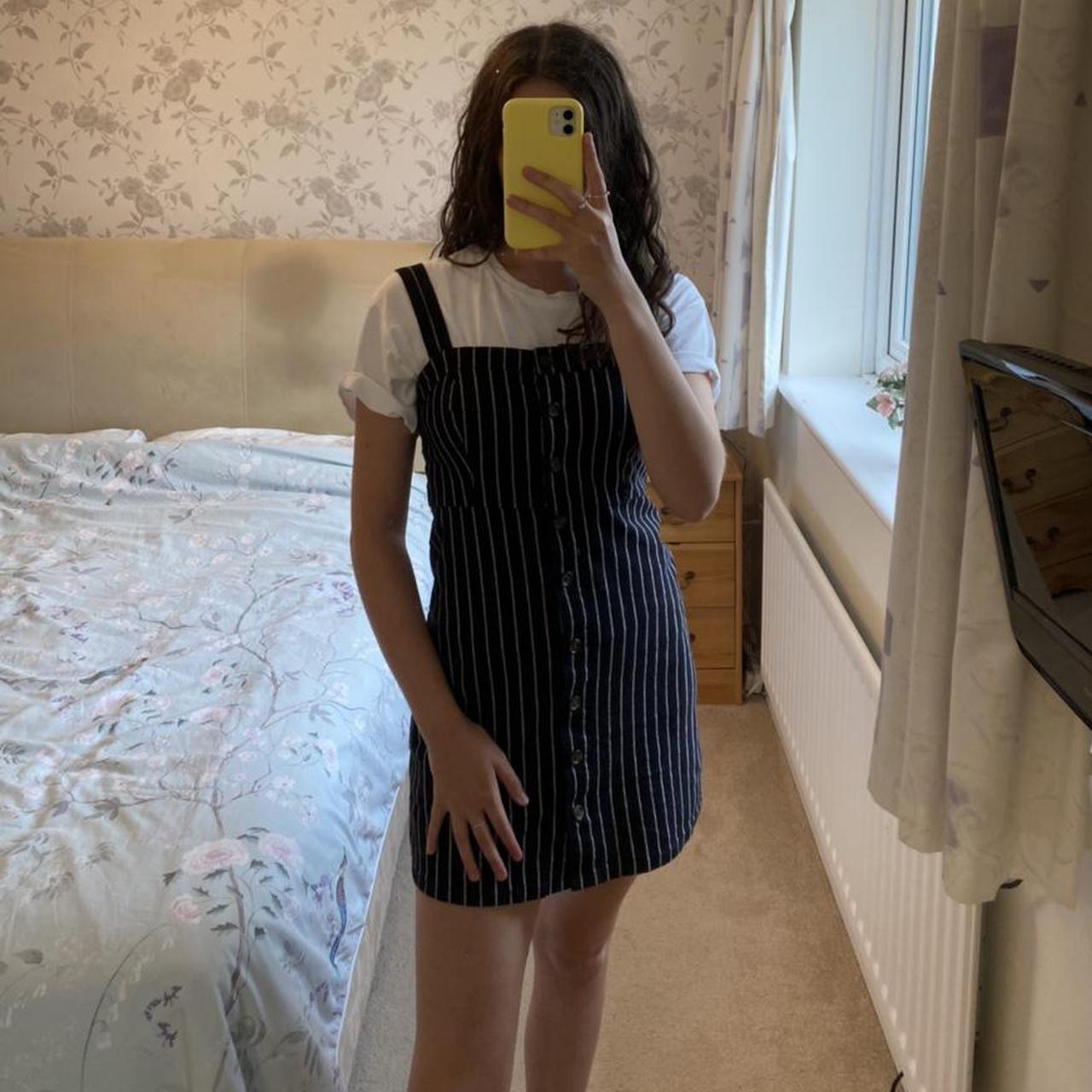 Depop Hollister Striped Dress Striped Hollister Pinafore Dress Size S