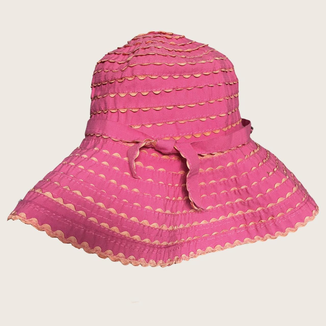 Scala vintage pink and orange scalloped sun hat Depop